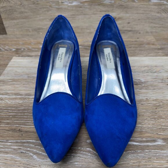 Simply Vera Vera Wang Cobalt Textile Kitten Heel Pumps Women's Size 8 - Picture 2 of 7